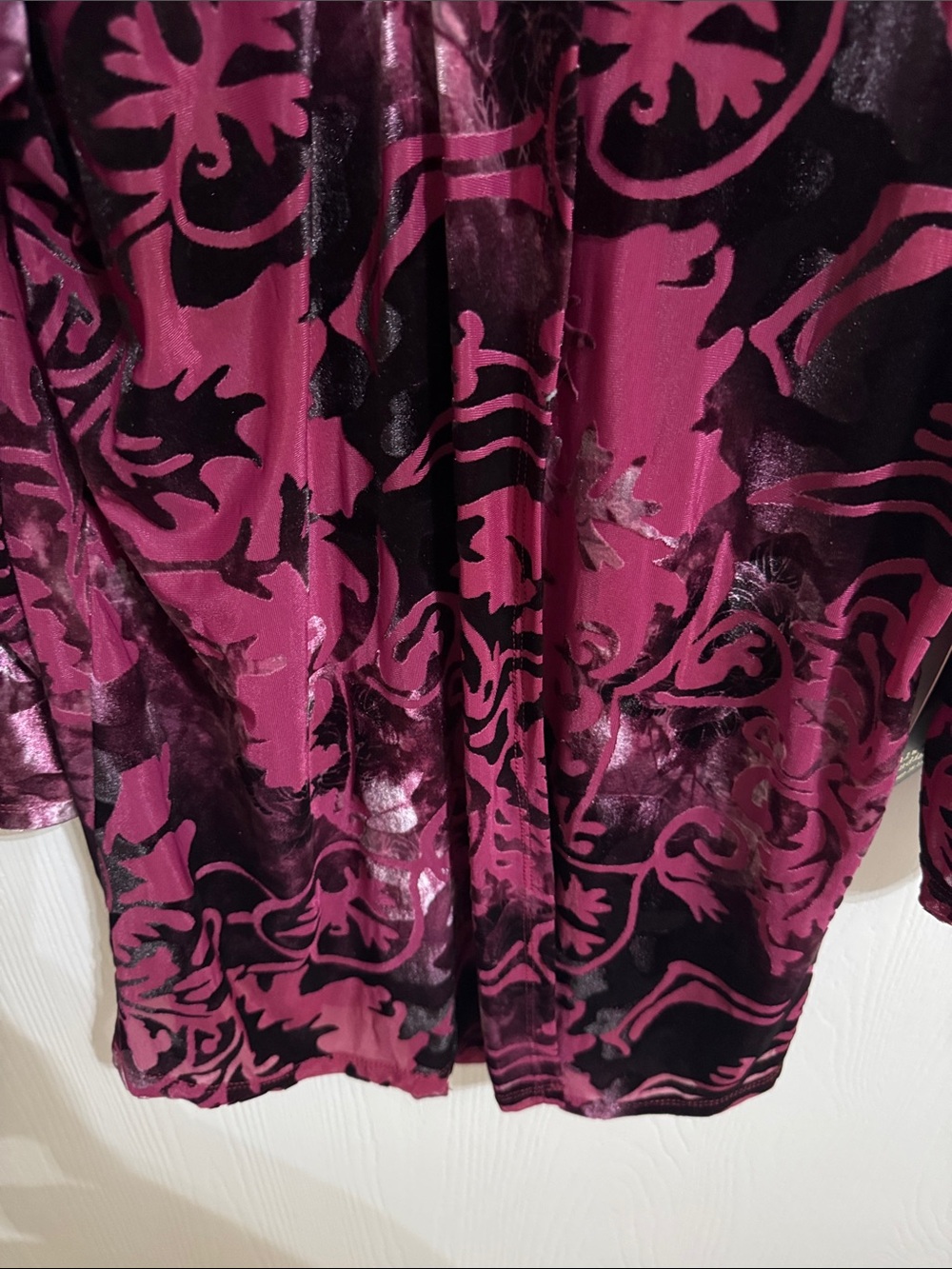 Always Indigo Burnout Velvet Kimono Berry Floral 3/4 Sleeve XL NWT Open Front - Picture 7 of 16
